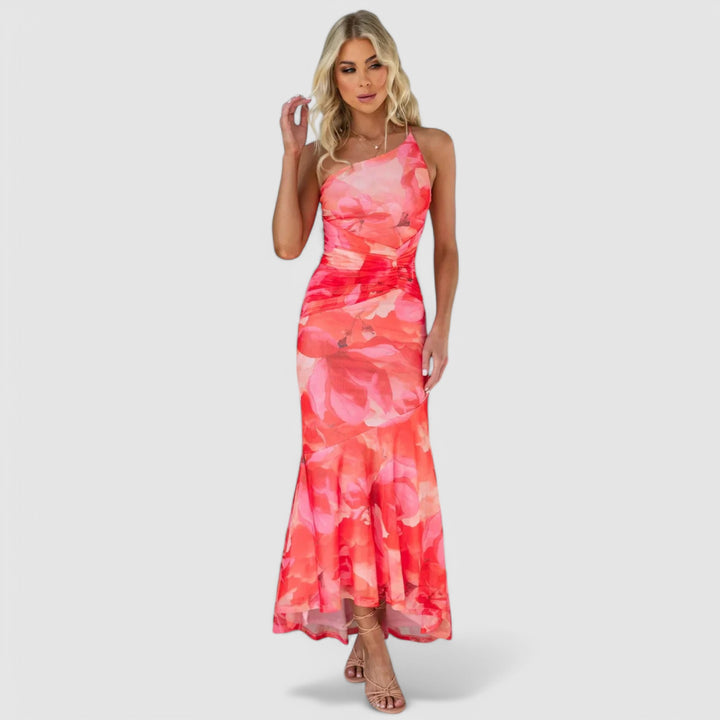 Olive | Maxikleid mit einer Schulter