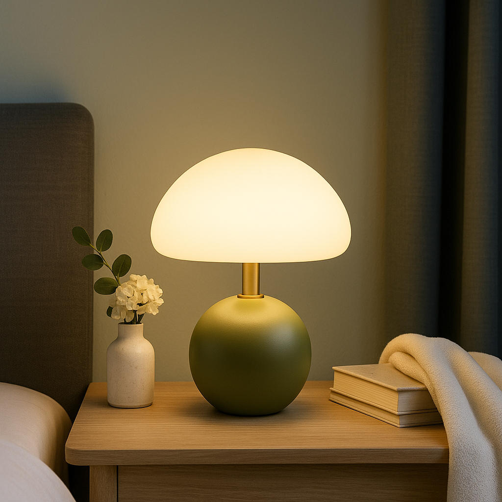 Liora – Tischleuchte mit Opalglasschirm im Mid-Century-Stil