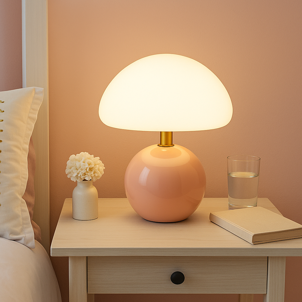 Liora – Tischleuchte mit Opalglasschirm im Mid-Century-Stil