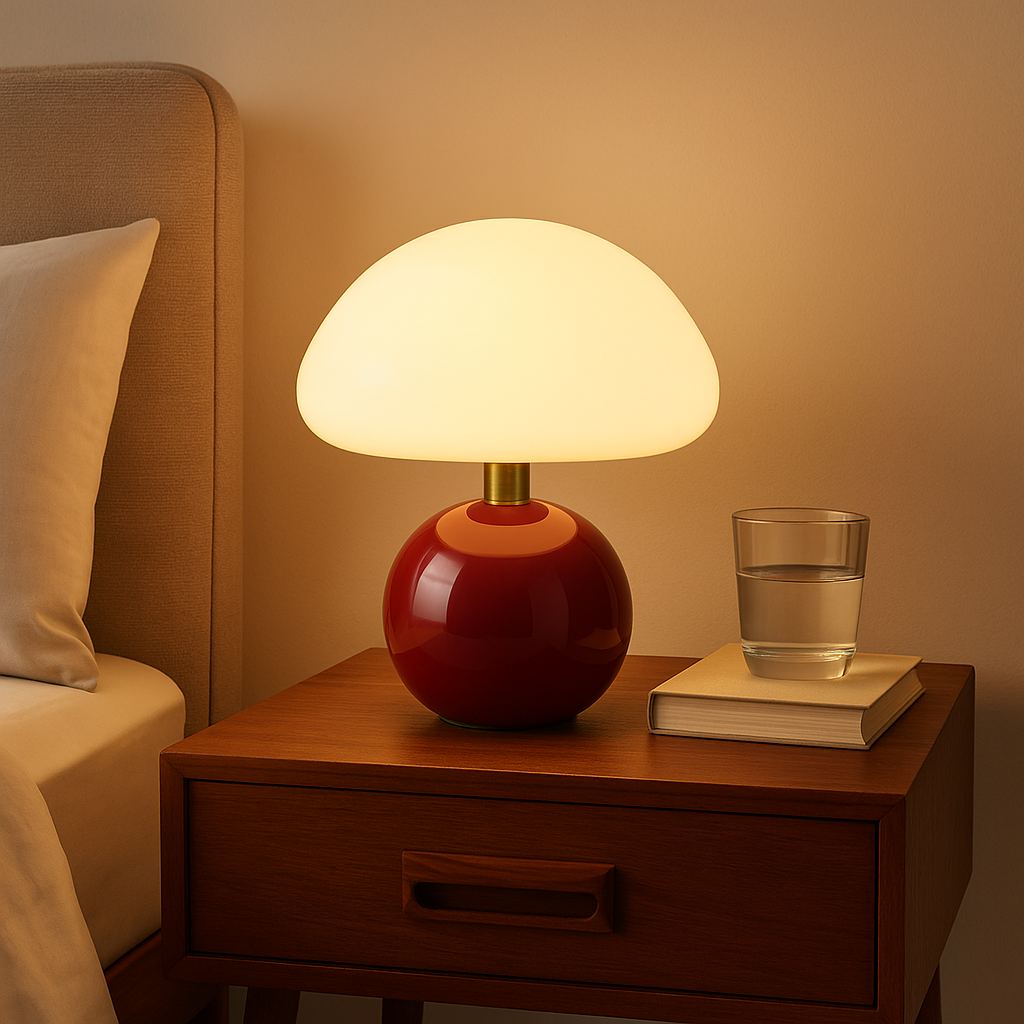 Liora – Tischleuchte mit Opalglasschirm im Mid-Century-Stil